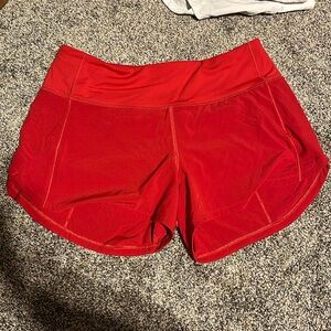 LULULEMON Speed up mid rise dark red shorts